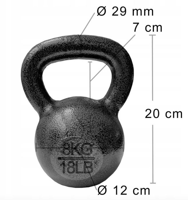Kettlebell żeliwny malowany proszkowo dostępne wagi od 4kg do 40kg KB