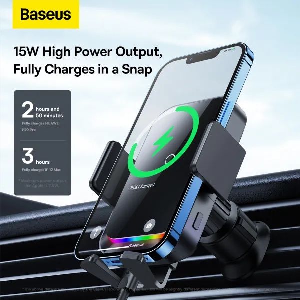 Держатель тримач Baseus Halo Electric 15W в авто Бездротова зарядка