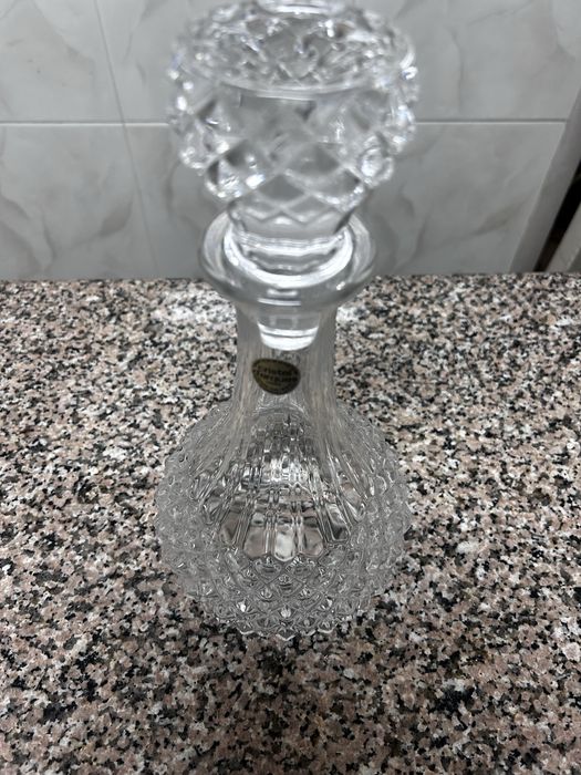 Garrafa Decantador em Cristal d’Arques France Design Clássico Lapidado