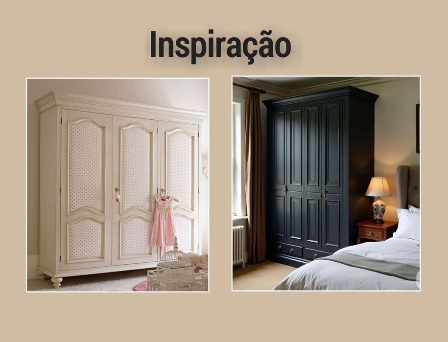 Roupeiro clássico de três portas (estilo rústico/tradicional português)