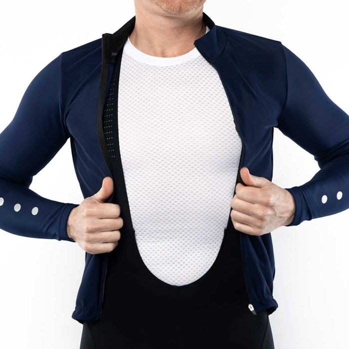 Ocieplana bluza kolarska gładka, granatowa, szosowka.com.pl