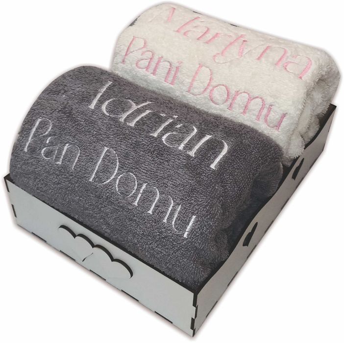 Ręczniki z Haftem Imię 100x50 Pan Pani Domu Mąż Żona Zestaw 550Gr