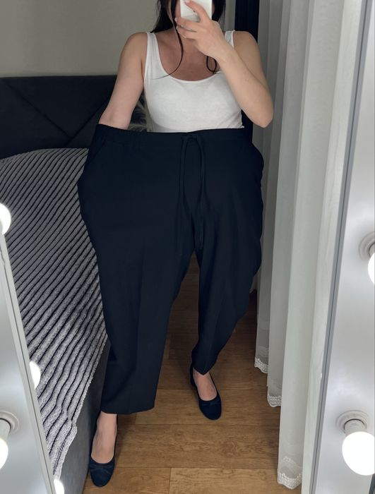 24 розмір 58 чорні якісні штани брюки висока посадка на резинці