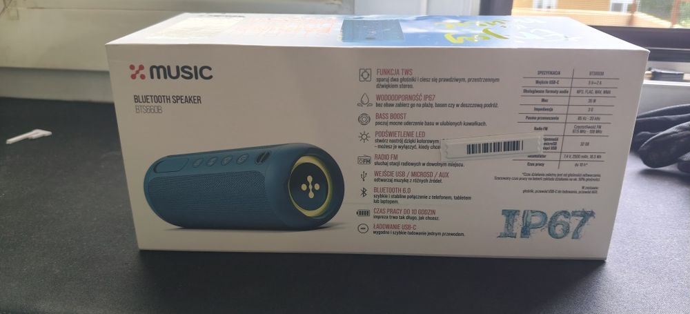 Głośnik Bluetooth XMUSIC BTS660 niebieski 35W IP67 FABRYCZNIE NOWY