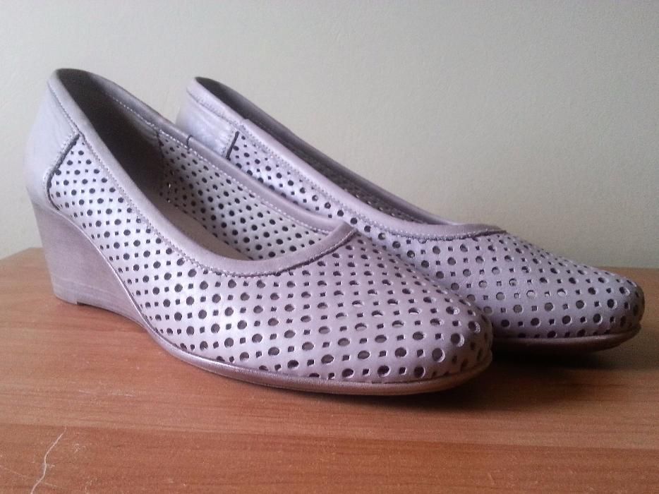 Skórzane czółenka na obcasie Galant Relax rozm. 39/40 b.wygodne