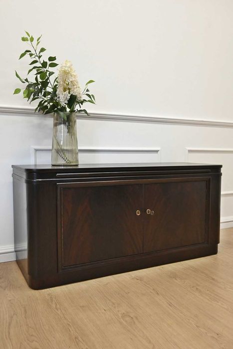 ciemna mahoniowa szafka art deco pod tv s080310