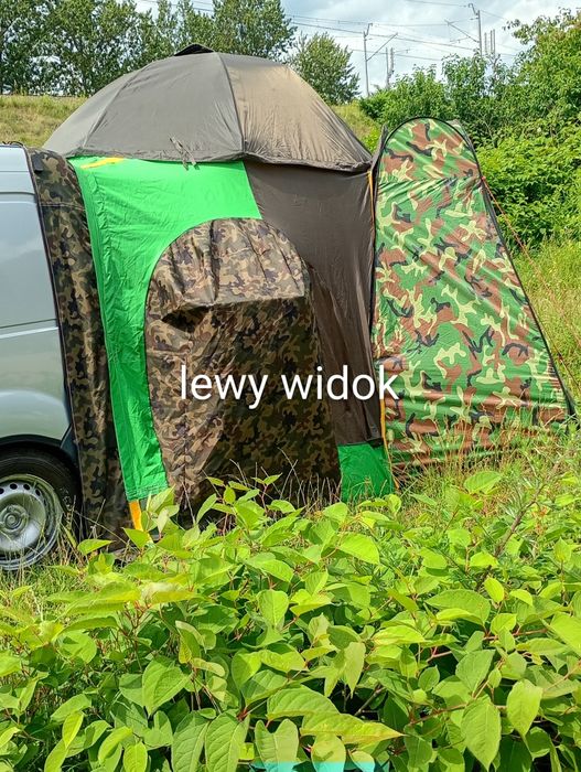 Przystawka-namiot, szybko rozkładająca się z toaletą ,i tunelem do samochodu
