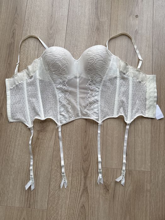 Piekny kremowy gorset 75D Di Lorenzo nieuzyty z metka