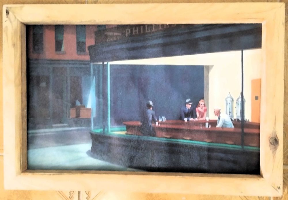 Tela Grande Nighthawks 1942 - Edward Hopper 45x30 Cm + Moldura Madeira