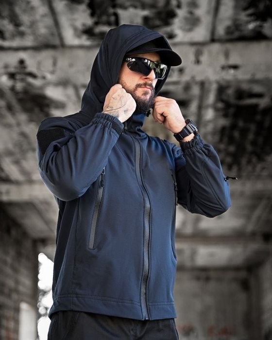 Тактична куртка Soft Shel синій демісезон на флісі / куртка софтшел