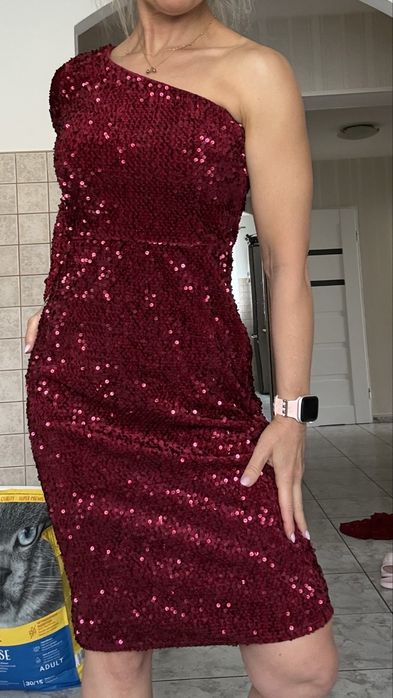 Elegancka suknia bordo cekiny rozmiar 36 Dorothy  Perkins