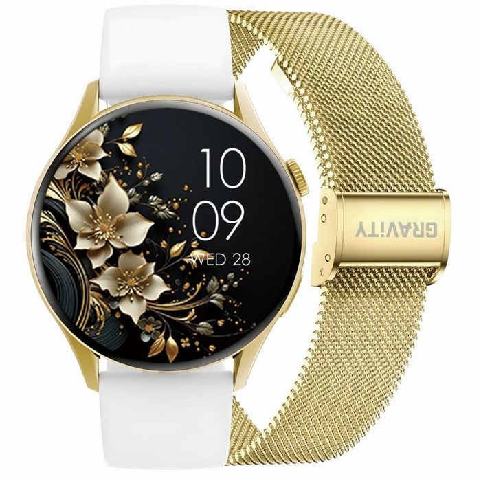smartwatch gravity złoty pasek + bransoleta gt11-2
