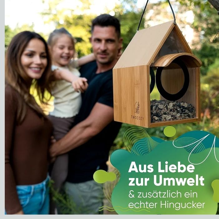 TWOCOZY Domek dla ptaków – karmnik dla ptaków do zawieszenia