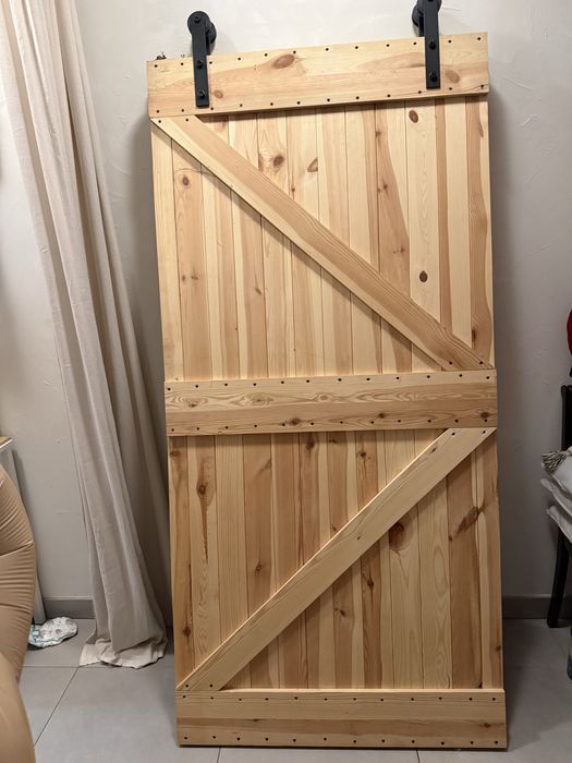 Drewniane drzwi 200x100 styl skandynawski boho