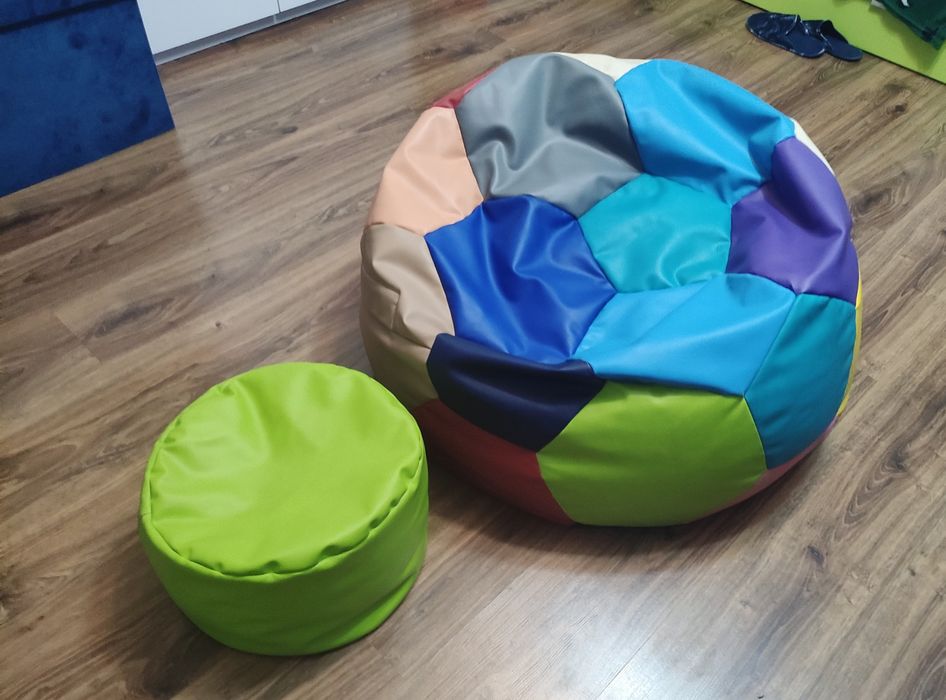 Puffy XXL zestaw z pufką, kolorowy, eko skóra