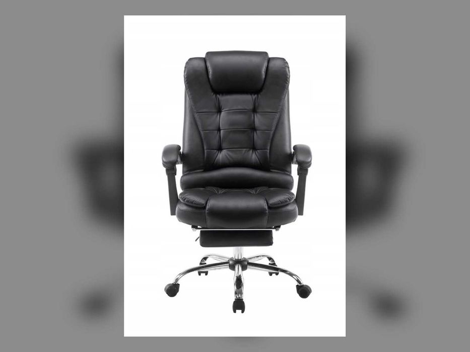 Nowy Fotel Biurowy Obrotowy Z Podnóżkiem Ekoskóra Ergonomiczny
