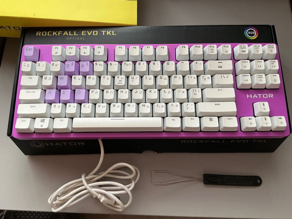 Клавіатура Hator Rockfall EVO TKL Optical ENG/UKR/RUS  Lilac USB