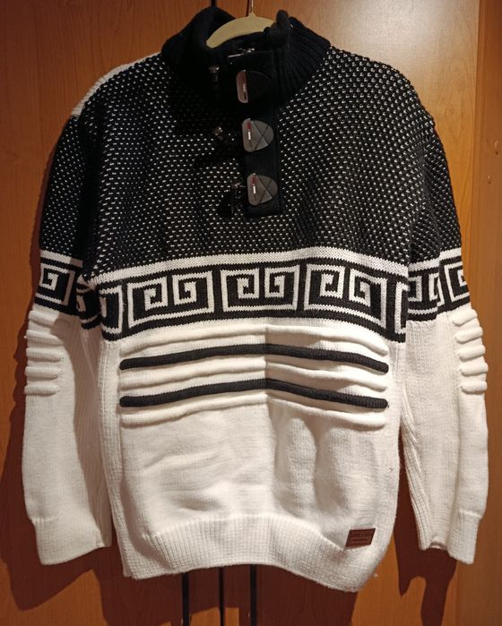Gruby męski sweter wełniany bluza nowy 3xl