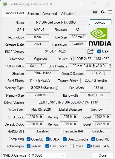 Відеокарта Gigabyte GeForce RTX 3060 12GB