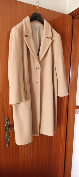 Sobretudo beje 70% lã