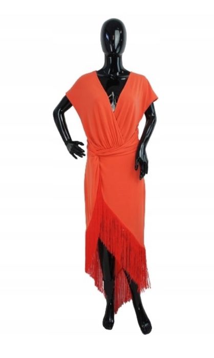 Czerwona sukienka midaxi maxi  frędzle 5 xl 50 asos