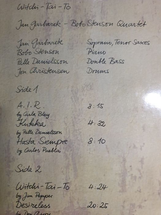 Jan Garbarek- Witchi- Tai- To, Wayfare -2 Lp.r