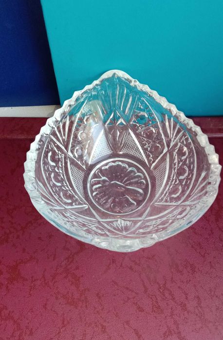 Конфетница «Листик», салатник, вазочка. Посуда. Хрусталь СССР