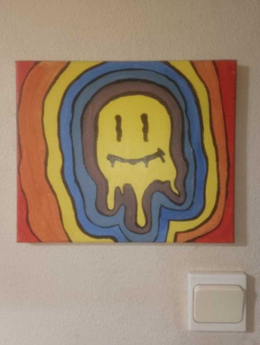 Quadros Pintados à Mão - Nirvana e Smiley Trippy - Arte Original