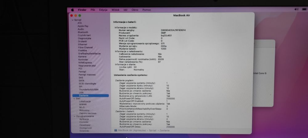 Apple MacBook Air i5 13" / 8GB / 128GB / JAK NOWY / 52 cykle ładowania