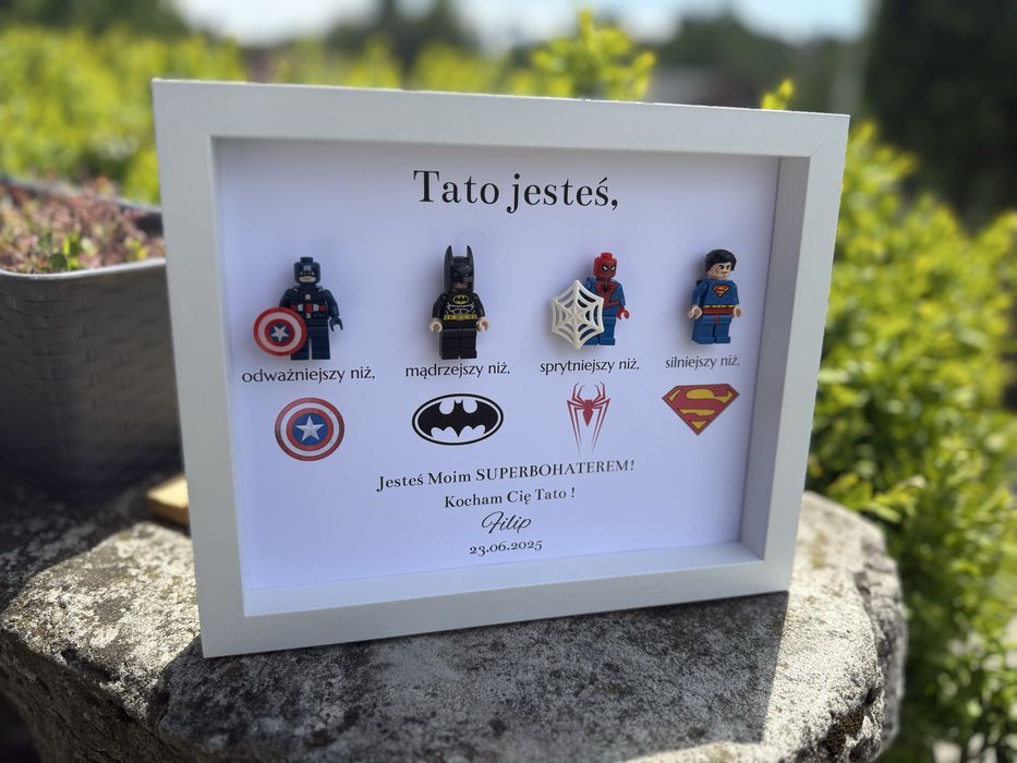Prezent dzień ojca dzień taty ramka lego