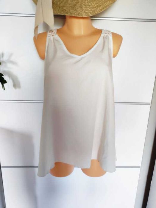 Niay r 36 biała bluzka boho ażurowa wstawka