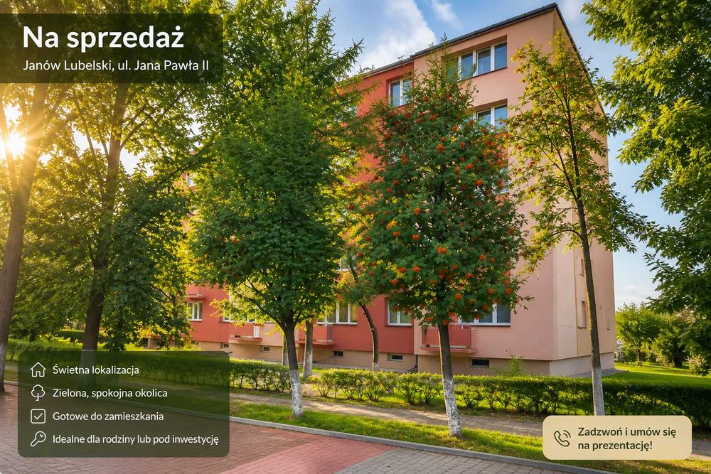 Okazja!!! 3 pokoje, 50 m2, Świetna lokalizacja, Janów Lubelski