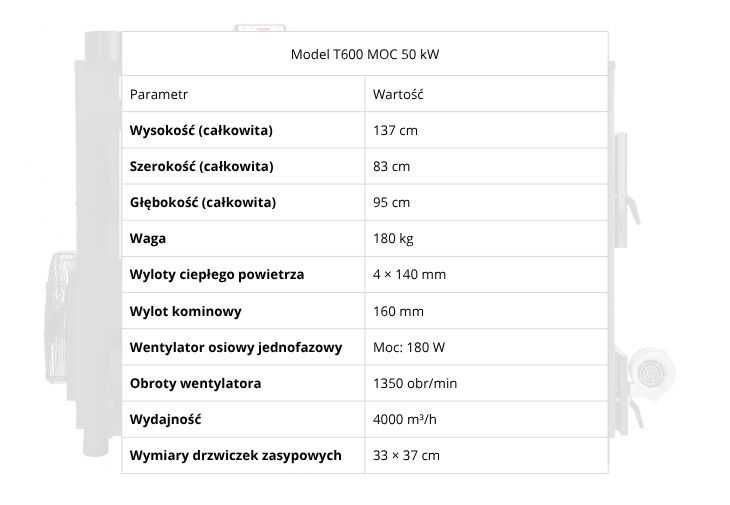 piec nadmuchowy do 500m2, piec na drewno, węgiel,  ECOPROJEKT