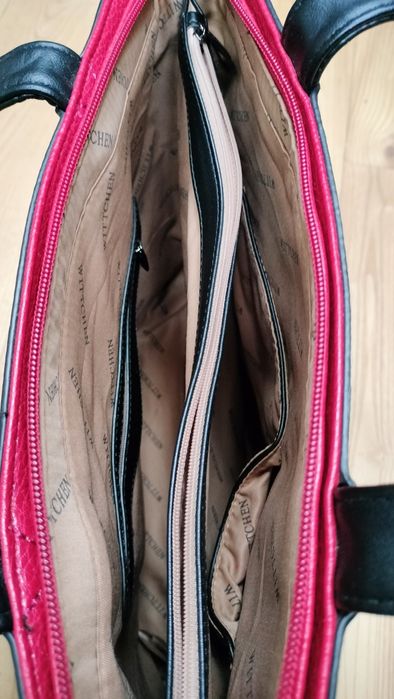 Wittchen Damska shopperka z ekoskóry czerwono czarna