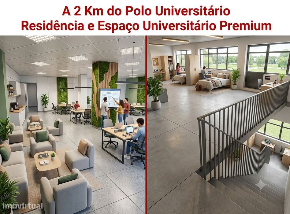 A 2 Km do Polo Universitário Porto 800 m2  2 pisos: bom investimento