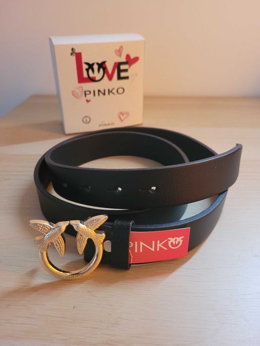 Damski czarny skórzany pasek 115 cm