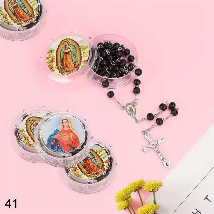 3шт чорний ароматний дерев'яний розарій в коробочці, чотки вервиця