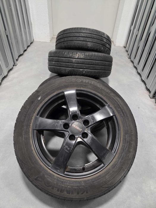 Felgi aluminiowe czarne 5x100 R15 + opony letnie 185/60