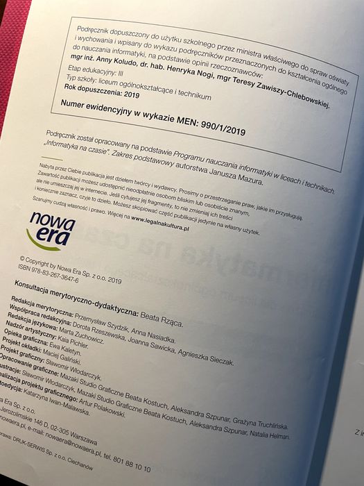 Informatyka na czasie 1, zakres podstawowy, Nowa Era. Warszawa Praga