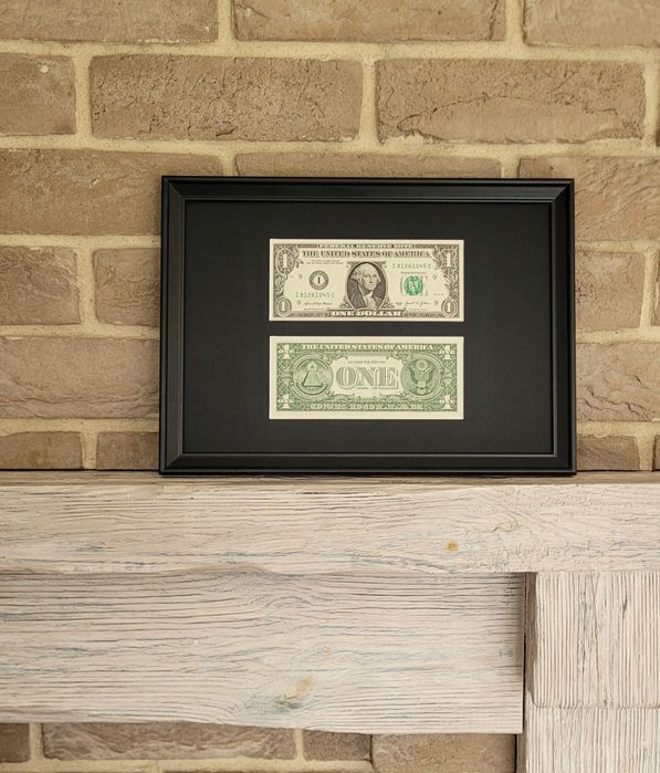 Banknot 1 dolar w ramce prezent loft design usa nowy retro
