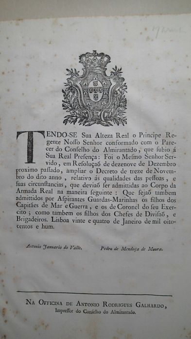 Documento antigo da Marinha Real