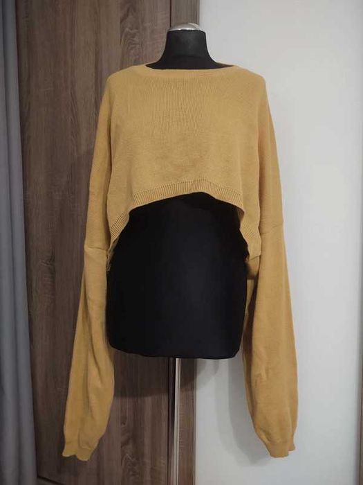 Musztardowy Sweter Crop Top Femme Luxe Rozmiar S/M/Uniwersalny
