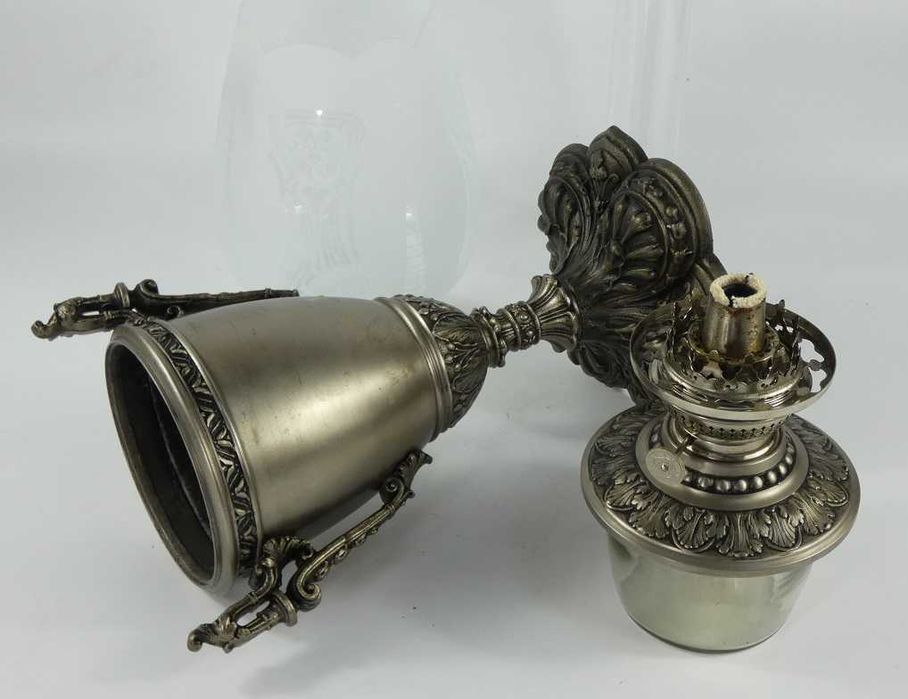 Duża LAMPA NAFTOWA secesja brenner HS kominek klosz
