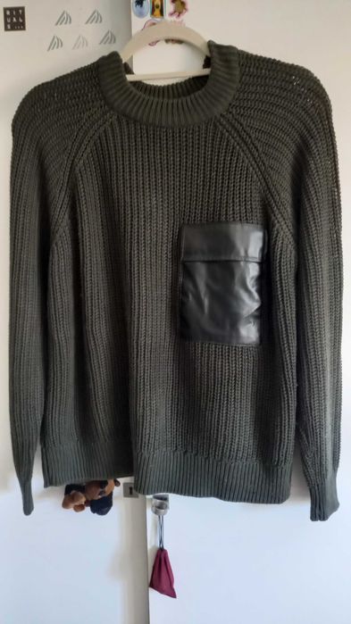 Camisola verde escuro com bolso preto em pelica - S - Tiffosi