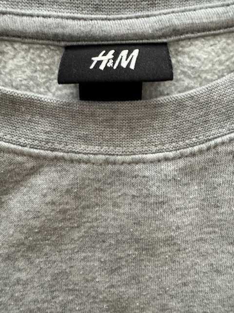 Bluza męska H&M z nadrukiem z przodu XS szara casual