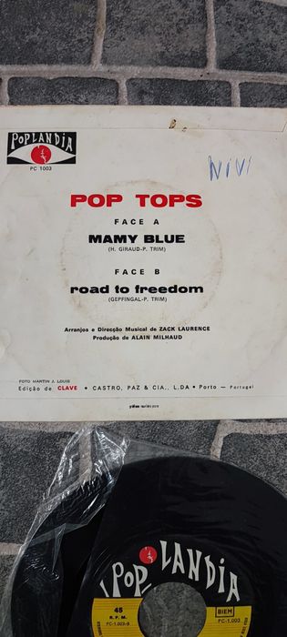 Vinil Single 7" Pop Tops – Mamy Blue (1971) - Edição Portuguesa Poplandia