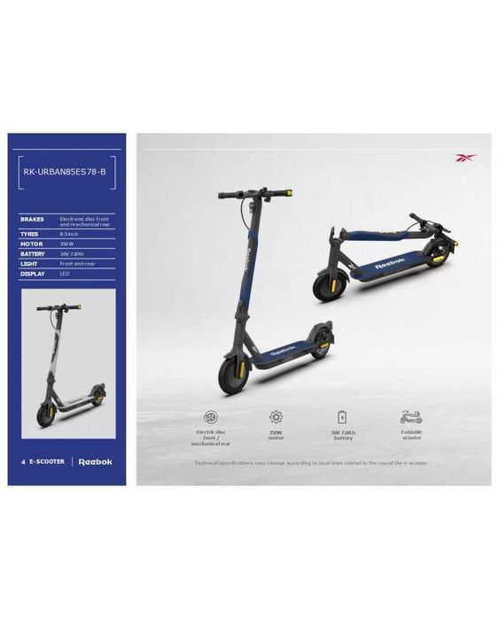 Trotinete Elétrica Reebook Urban Electric 8.5" 350W Em Caixa