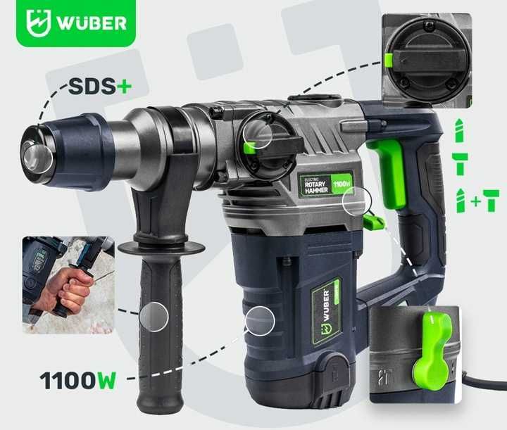 Wiertarka Młotowiertarka 5 J 1100W Młot Udarowy Sds+Wiertła Szpicak