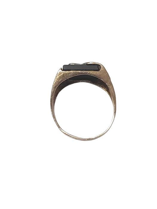 Złoty Sygnet Lew 583 8,91g Onyks i Rubin Radziecki lata 80te rozm. 25