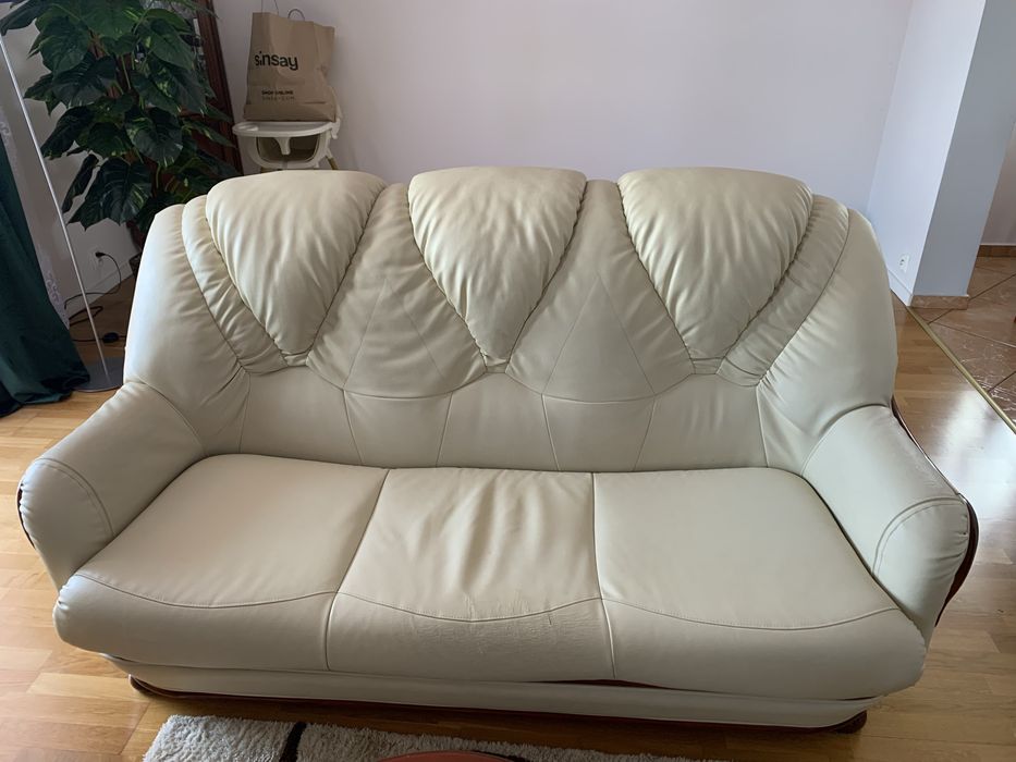 Zestaw wypoczynkowy skórzany – sofa 3-osobowa, sofa 2-osobowa i fotel